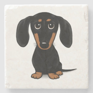 Dessous-de-verre En Pierre Chien noir et tan Dachshund mignon Wiener