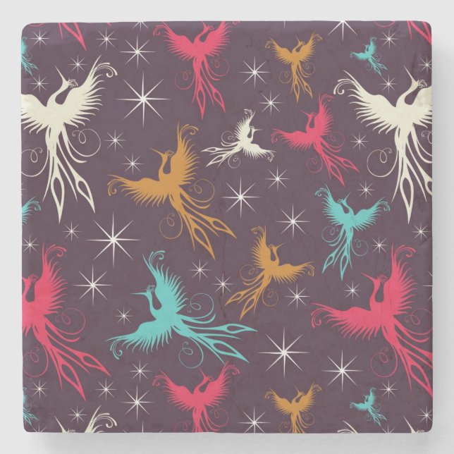 Dessous-de-verre En Pierre Chiffre motif d'oiseaux de Phoenix (Devant)