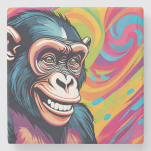 Dessous-de-verre En Pierre Chimpanzé fou mignon