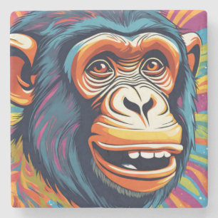 Dessous-de-verre En Pierre Chimpanzé fou mignon