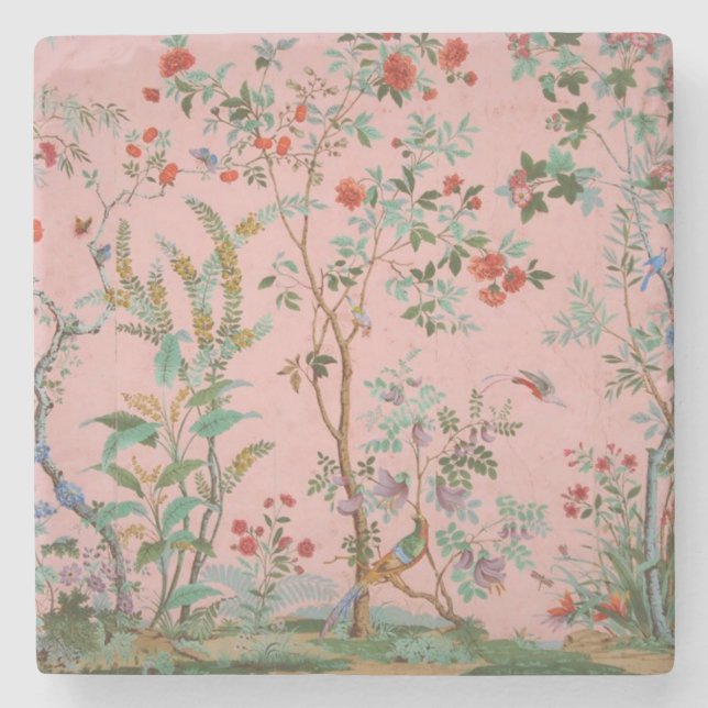 Dessous-de-verre En Pierre Chinoiserie rose (Devant)