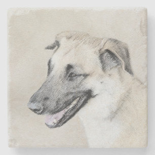 Dessous-de-verre En Pierre Chinook (oreilles d'hélicoptère) Peinture - Chien