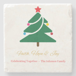 Dessous-de-verre En Pierre Christmas Stone Coaster with Holiday Motifs