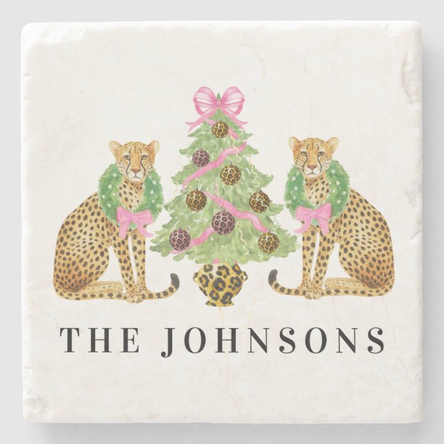 Dessous-de-verre En Pierre Christmas Wreath Leopard Crest  (Devant)