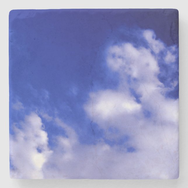 Dessous-de-verre En Pierre Ciel bleu et nuages blancs (Devant)