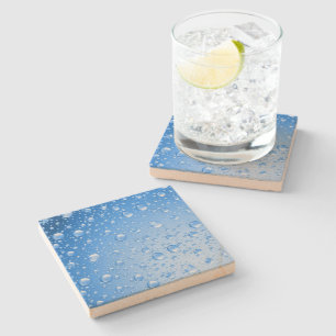 Dessous-de-verre En Pierre Ciel métallique Bleu Pluie gouttes