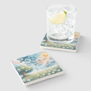 Dessous-de-verre En Pierre Ciel tourbillonnant / Marguerites & Citation