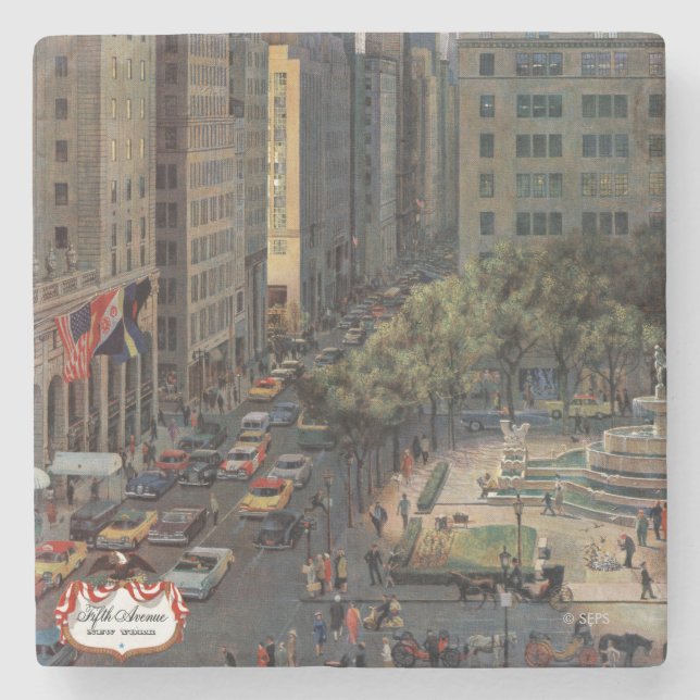 Dessous-de-verre En Pierre Cinquième avenue par John Falter (Devant)