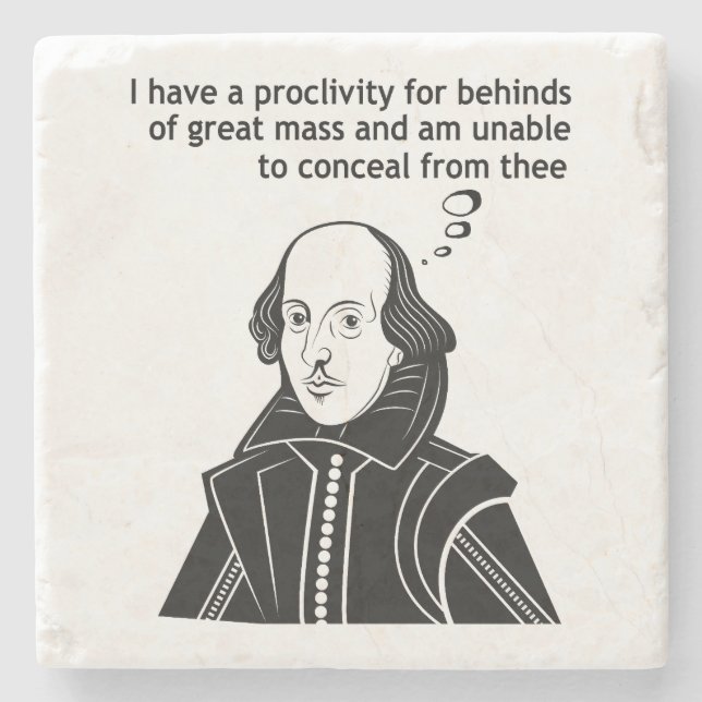 Dessous-de-verre En Pierre Citation drôle de Shakespeare (Devant)