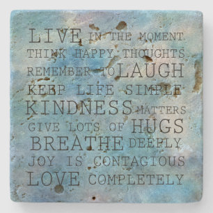 Dessous-de-verre En Pierre Citations Aqua Blue Inspiration    