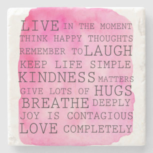 Dessous-de-verre En Pierre Citations Inspiration Pink Watercolor