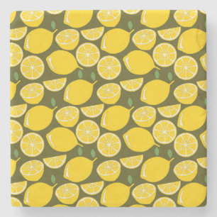 Dessous-de-verre En Pierre Citron Jaune Moderne Amusant mignon