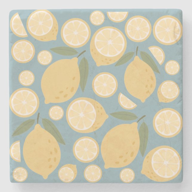 Dessous-de-verre En Pierre Citron jaune Motif (Devant)