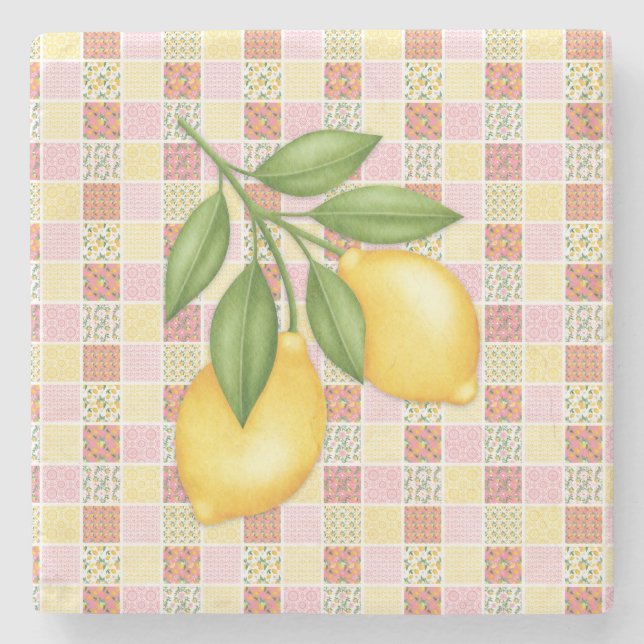 Dessous-de-verre En Pierre Citron Patchwork (Devant)