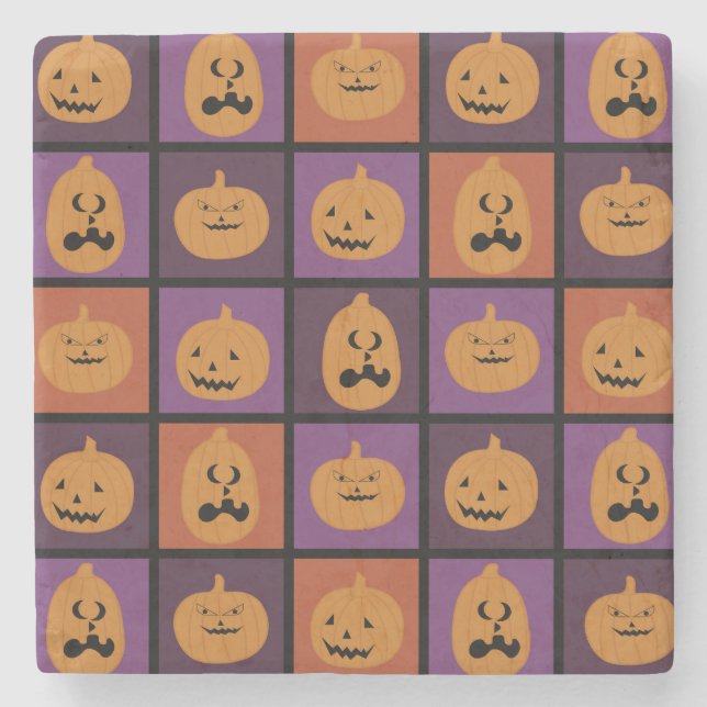 Dessous-de-verre En Pierre Citrouilles d'Halloween (Devant)
