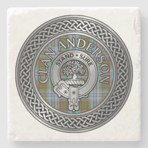 Dessous-de-verre En Pierre Clan Anderson Crest & Tartan Knot
