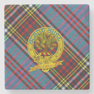 Dessous-de-verre En Pierre Clan Anderson Tartan et Motif