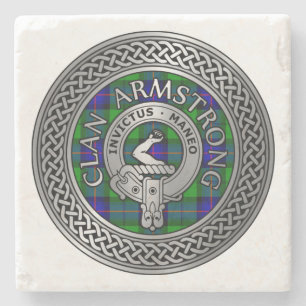 Dessous-de-verre En Pierre Clan Armstrong Crest & Tartan Knot