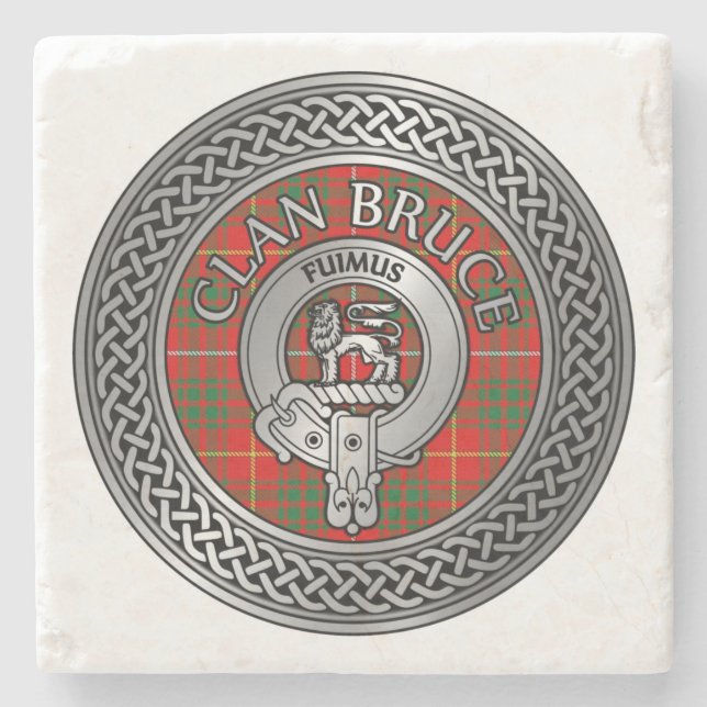 Dessous-de-verre En Pierre Clan Bruce Crest & Tartan Knot (Devant)