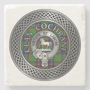 Dessous-de-verre En Pierre Clan Cochrane Crest & Tartan Knot