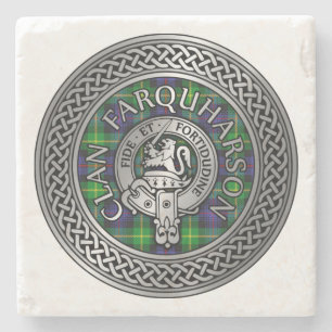 Dessous-de-verre En Pierre Clan Farquharson Crest & Tartan Knot