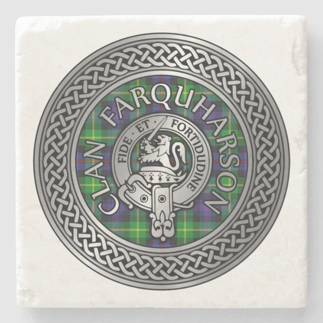 Dessous-de-verre En Pierre Clan Farquharson Crest & Tartan Knot (Devant)