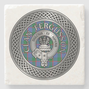 Dessous-de-verre En Pierre Clan Fergusson Crest & Tartan Knot
