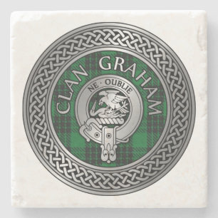 Dessous-de-verre En Pierre Clan Graham Crest & Tartan Knot