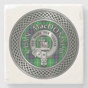 Dessous-de-verre En Pierre Clan MacDonald Crest & Tartan Knot