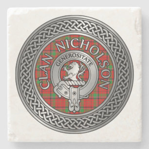 Dessous-de-verre En Pierre Clan Nicholson Crest & Tartan Knot