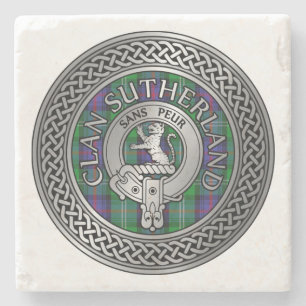 Dessous-de-verre En Pierre Clan Sutherland Crest & Tartan Knot