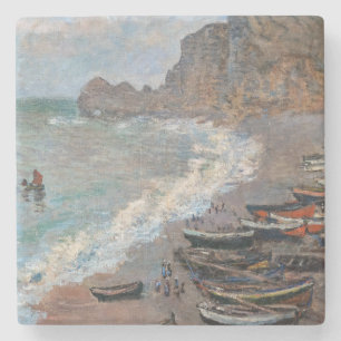 Dessous-de-verre En Pierre Claude Monet - La plage d'Etretat
