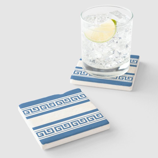Dessous-de-verre En Pierre Clé grecque bleue (Côté)