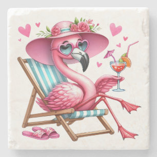 Dessous-de-verre En Pierre Clipart de Flamant rose mignonne