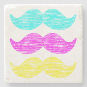 Dessous-de-verre En Pierre CMY Mustaches (style presse-lettres)