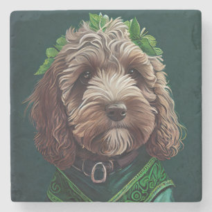 Dessous-de-verre En Pierre Cockapoo Dog en robe de fête St. Patrick