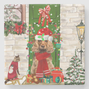 Dessous-de-verre En Pierre Cocker Spaniel Chien Noël