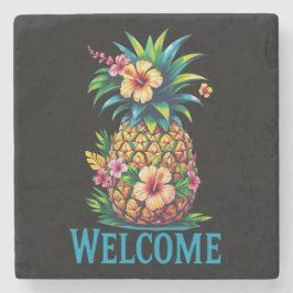 Dessous-de-verre En Pierre Cocktail d'ananas tropical Bienvenue