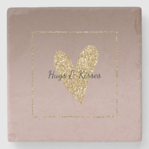 Dessous-de-verre En Pierre Cocoa Crème Brown Ombre Gold Parties scintillant C