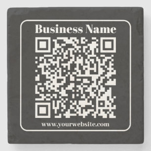 Dessous-de-verre En Pierre Code QR modifiable noir et blanc style moderne rét