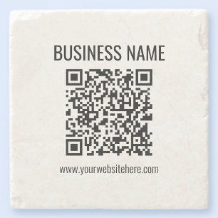 Dessous-de-verre En Pierre Code QR personnalisable & nom de l'entreprise