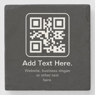 Dessous-de-verre En Pierre Code QR scannable moderne   Noir Blanc & Gris