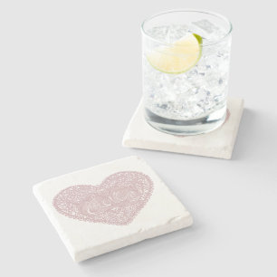 Dessous-de-verre En Pierre Coeur d'amour de dentelle rose