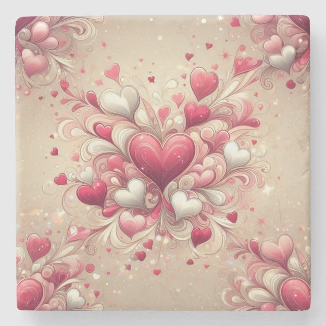 Dessous-de-verre En Pierre coeur de la Saint-Valentin (Devant)