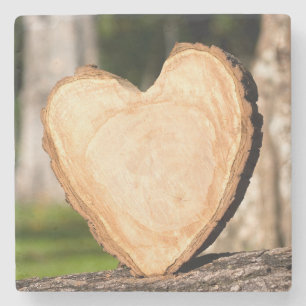 Dessous-de-verre En Pierre coeur en bois