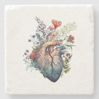 Coeur envahi de fleurs (découpé) - anatomie