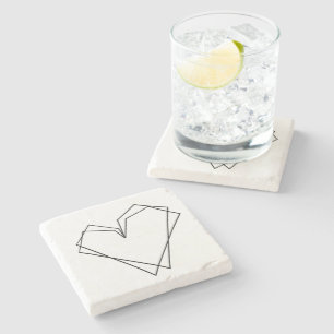 Dessous-de-verre En Pierre Coeur simple ligne double noir blanc