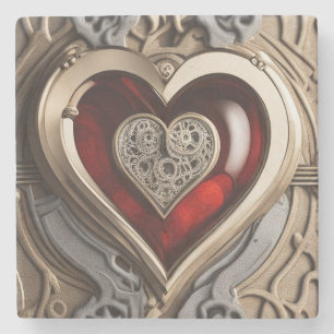 Dessous-de-verre En Pierre Coeur Steampunk - Amour mécanique complexe