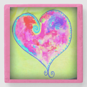 Dessous-de-verre En Pierre coeur tourbillonnant rose