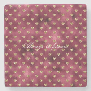 Dessous-de-verre En Pierre Coeurs de Parties scintillant Red Gold